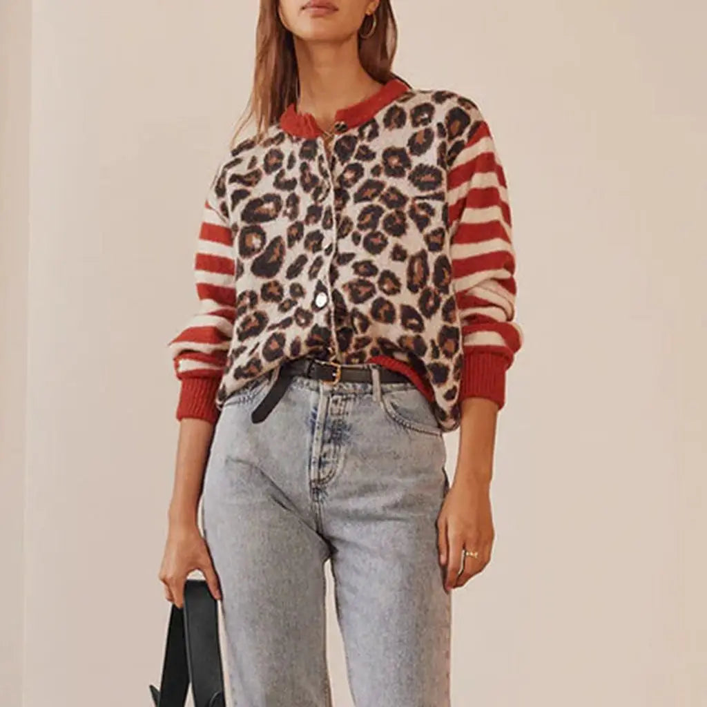 Vintage Sweaters Aesthetic Striped Animal Print