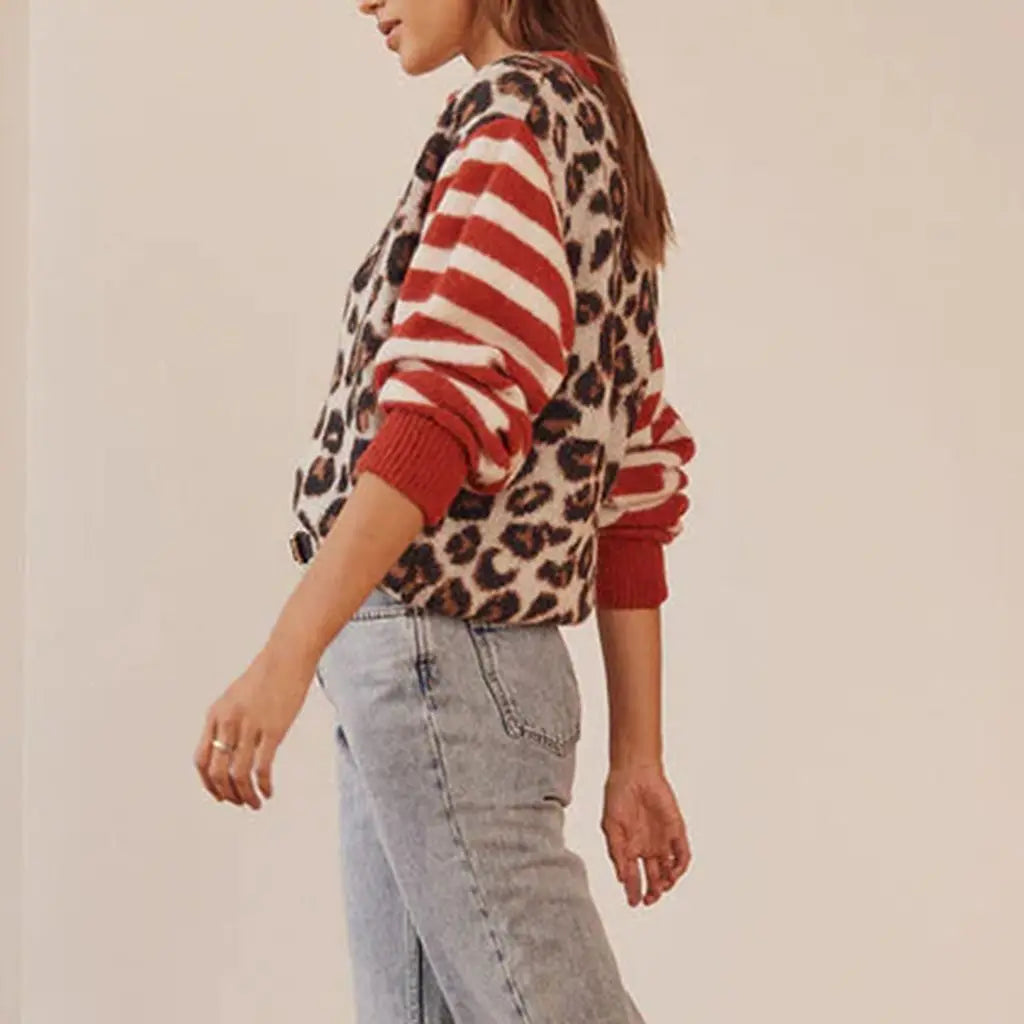 Vintage Sweaters Aesthetic Striped Animal Print