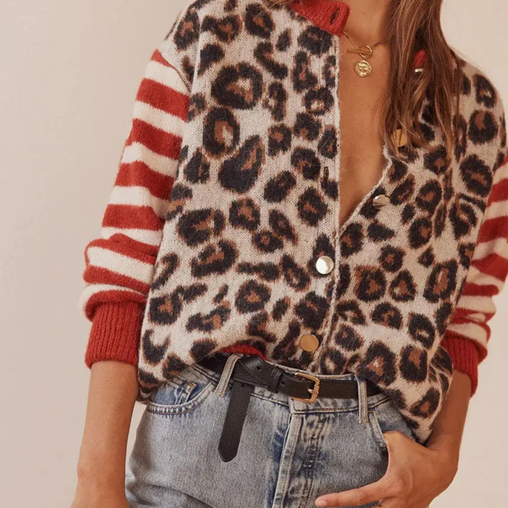 Vintage Sweaters Aesthetic Striped Animal Print