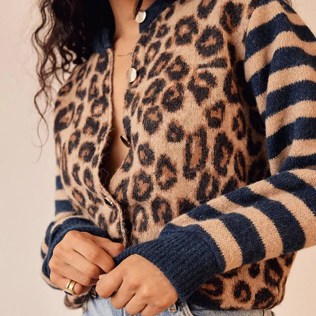 Vintage Sweaters Aesthetic Striped Animal Print