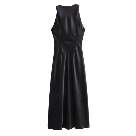 MUJER Satin Ruched Long Dresses for Women Sleeveless Summer Dress Woman off Shoulder Party Womens Dresses Beach Female Dress